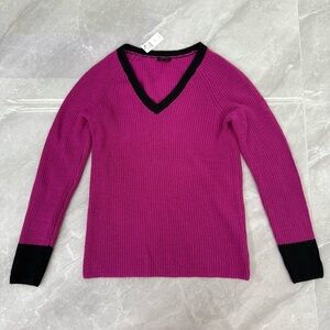 Women’s Talbots Ribbed Color Block Long Sleeve V-Neck Sweater XS